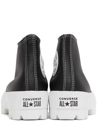 Baskets montantes en cuir noires et blanches Converse