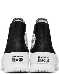 Baskets montantes en cuir noires et blanches Converse