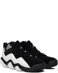 Baskets montantes en cuir noires et blanches adidas Originals