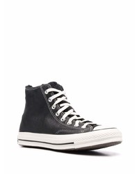 Baskets montantes en cuir noires et blanches Converse