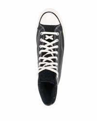 Baskets montantes en cuir noires et blanches Converse