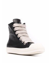 Baskets montantes en cuir noires et blanches Rick Owens