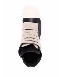 Baskets montantes en cuir noires et blanches Rick Owens