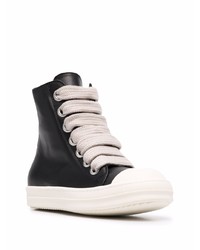 Baskets montantes en cuir noires et blanches Rick Owens