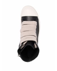 Baskets montantes en cuir noires et blanches Rick Owens