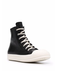 Baskets montantes en cuir noires et blanches Rick Owens