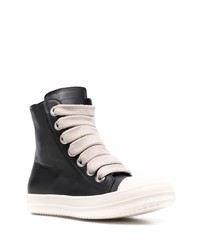 Baskets montantes en cuir noires et blanches Rick Owens