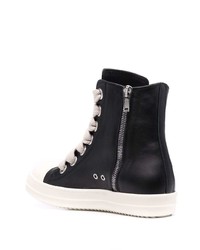 Baskets montantes en cuir noires et blanches Rick Owens