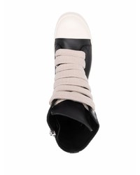 Baskets montantes en cuir noires et blanches Rick Owens