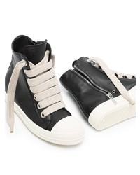 Baskets montantes en cuir noires et blanches Rick Owens