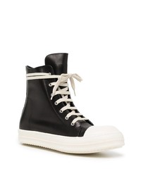 Baskets montantes en cuir noires et blanches Rick Owens