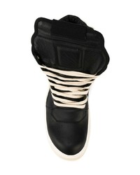 Baskets montantes en cuir noires et blanches Rick Owens