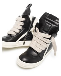 Baskets montantes en cuir noires et blanches Rick Owens