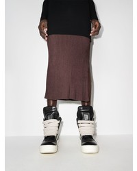 Baskets montantes en cuir noires et blanches Rick Owens