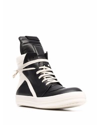 Baskets montantes en cuir noires et blanches Rick Owens DRKSHDW