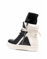 Baskets montantes en cuir noires et blanches Rick Owens DRKSHDW