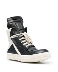 Baskets montantes en cuir noires et blanches Rick Owens DRKSHDW