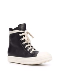 Baskets montantes en cuir noires et blanches Rick Owens DRKSHDW