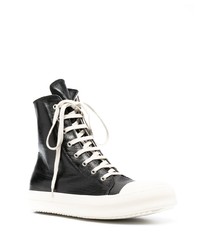 Baskets montantes en cuir noires et blanches Rick Owens DRKSHDW