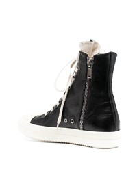 Baskets montantes en cuir noires et blanches Rick Owens DRKSHDW