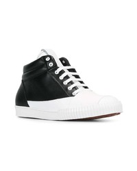 Baskets montantes en cuir noires et blanches Marni