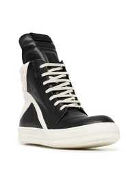 Baskets montantes en cuir noires et blanches Rick Owens