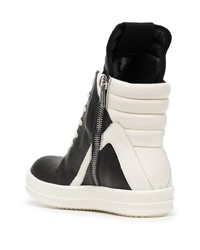 Baskets montantes en cuir noires et blanches Rick Owens