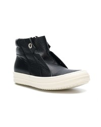 Baskets montantes en cuir noires et blanches Rick Owens