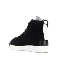 Baskets montantes en cuir noires et blanches Y-3