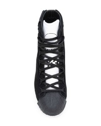 Baskets montantes en cuir noires et blanches Y-3