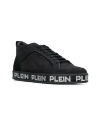 Baskets montantes en cuir noires et blanches Philipp Plein