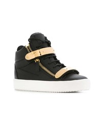 Baskets montantes en cuir noires et blanches Giuseppe Zanotti Design