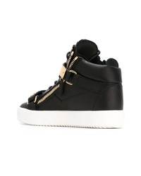 Baskets montantes en cuir noires et blanches Giuseppe Zanotti Design