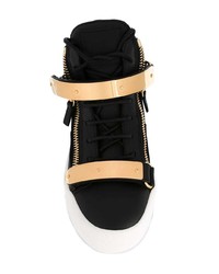 Baskets montantes en cuir noires et blanches Giuseppe Zanotti Design