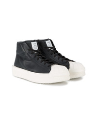 Baskets montantes en cuir noires et blanches Adidas By Rick Owens