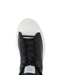 Baskets montantes en cuir noires et blanches Adidas By Rick Owens