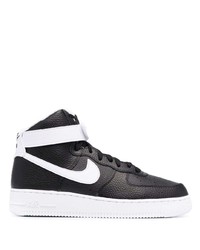 Baskets montantes en cuir noires et blanches Nike