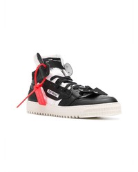 Baskets montantes en cuir noires et blanches Off-White