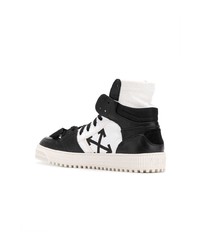 Baskets montantes en cuir noires et blanches Off-White