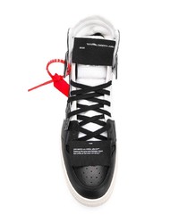 Baskets montantes en cuir noires et blanches Off-White