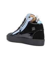 Baskets montantes en cuir noires et blanches Giuseppe Zanotti Design