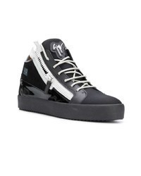 Baskets montantes en cuir noires et blanches Giuseppe Zanotti Design