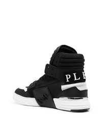 Baskets montantes en cuir noires et blanches Philipp Plein