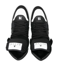 Baskets montantes en cuir noires et blanches Philipp Plein