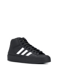 Baskets montantes en cuir noires et blanches adidas by 424