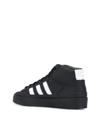 Baskets montantes en cuir noires et blanches adidas by 424