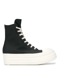 Baskets montantes en cuir noires et blanches Rick Owens DRKSHDW