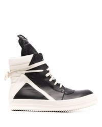 Baskets montantes en cuir noires et blanches Rick Owens DRKSHDW