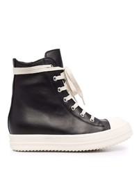 Baskets montantes en cuir noires et blanches Rick Owens DRKSHDW