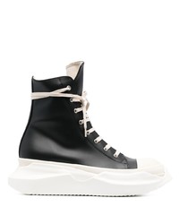 Baskets montantes en cuir noires et blanches Rick Owens DRKSHDW